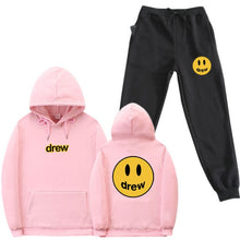 Load image into Gallery viewer, Hip Hop Hoodie + Pants Men Women Suit Justin Bieber Drew House Smile Face Print Pullover Streetwear Mens Womens Sportswear
