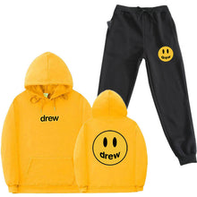 Load image into Gallery viewer, Hip Hop Hoodie + Pants Men Women Suit Justin Bieber Drew House Smile Face Print Pullover Streetwear Mens Womens Sportswear