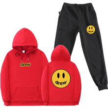 Load image into Gallery viewer, Hip Hop Hoodie + Pants Men Women Suit Justin Bieber Drew House Smile Face Print Pullover Streetwear Mens Womens Sportswear