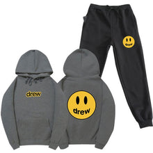 Load image into Gallery viewer, Hip Hop Hoodie + Pants Men Women Suit Justin Bieber Drew House Smile Face Print Pullover Streetwear Mens Womens Sportswear