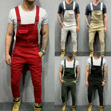 Load image into Gallery viewer, UK Mens Fashion Denim Dungaree Bib Overalls Jumpsuits Moto Biker Jeans Pants Trousers 2019 New
