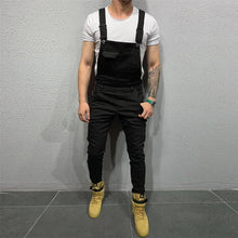 Load image into Gallery viewer, UK Mens Fashion Denim Dungaree Bib Overalls Jumpsuits Moto Biker Jeans Pants Trousers 2019 New