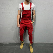 Load image into Gallery viewer, UK Mens Fashion Denim Dungaree Bib Overalls Jumpsuits Moto Biker Jeans Pants Trousers 2019 New