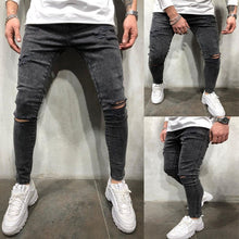 Load image into Gallery viewer, Fashion Men Skinny Jeans Stretchy Denim Slim Long Camouflage Pants Frayed Rip Bike Men Ripped Jeans 20 styles