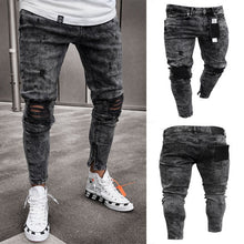 Load image into Gallery viewer, Fashion Men Skinny Jeans Stretchy Denim Slim Long Camouflage Pants Frayed Rip Bike Men Ripped Jeans 20 styles