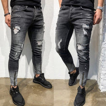 Load image into Gallery viewer, Fashion Men Skinny Jeans Stretchy Denim Slim Long Camouflage Pants Frayed Rip Bike Men Ripped Jeans 20 styles