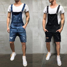 Load image into Gallery viewer, 2020 Oversize Fashion Men's Ripped Jeans Jumpsuits Shorts Summer Hi Street Distressed Denim Bib Overalls For Man Suspender Pants
