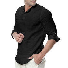 Load image into Gallery viewer, JDDTON 2020 nuevo hombre de verano de manga larga de algodón Casual transpirable camisas de estilo sólido para hombre JE065