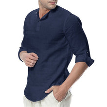 Load image into Gallery viewer, JDDTON 2020 nuevo hombre de verano de manga larga de algodón Casual transpirable camisas de estilo sólido para hombre JE065