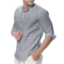 Load image into Gallery viewer, JDDTON 2020 nuevo hombre de verano de manga larga de algodón Casual transpirable camisas de estilo sólido para hombre JE065