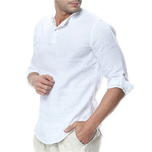 Load image into Gallery viewer, JDDTON 2020 nuevo hombre de verano de manga larga de algodón Casual transpirable camisas de estilo sólido para hombre JE065