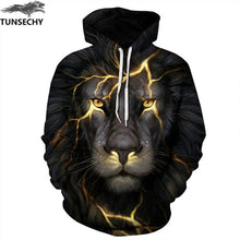 Load image into Gallery viewer, TUNSECHY New Fashion Hoodies Sweatshirts Men/Women 3D Sweatshirts Print Golden Lightning Lion Hooded Hoody Tracksuits Tops
