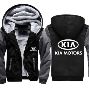 Hoodies Men KIA Car Logo Print Jacket Men Hoodies Casual Winter Thicken Warm Fleece cotton Zipper Raglan Coat Male Tracksuits
