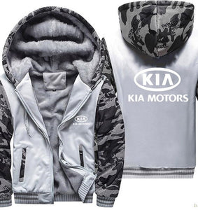 Hoodies Men KIA Car Logo Print Jacket Men Hoodies Casual Winter Thicken Warm Fleece cotton Zipper Raglan Coat Male Tracksuits