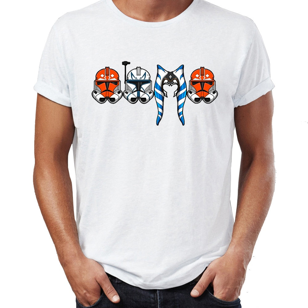 Hip Hop Men T-shirts Star Wars Ahsoka Tano and Stormtrooper Galactic Badass Street Guys Tops & Tees Swag 100% Cotton Camiseta