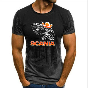 2019 new cotton Crazy Top Tee Casual Men O-Neck Casual T-Shirts Scania Logo Men Round Neck Tops Size S 4XL Men's Print T-shirt