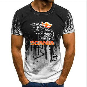 2019 new cotton Crazy Top Tee Casual Men O-Neck Casual T-Shirts Scania Logo Men Round Neck Tops Size S 4XL Men's Print T-shirt