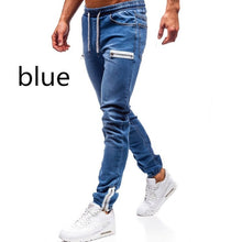 Load image into Gallery viewer, Mens Cool Designer Brand Blue Jeans Skinny Ripped Destroyed Stretch Slim Fit Pants With For Men Side Stripe Pocket Jeans Denim
