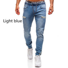 Load image into Gallery viewer, Mens Cool Designer Brand Blue Jeans Skinny Ripped Destroyed Stretch Slim Fit Pants With For Men Side Stripe Pocket Jeans Denim
