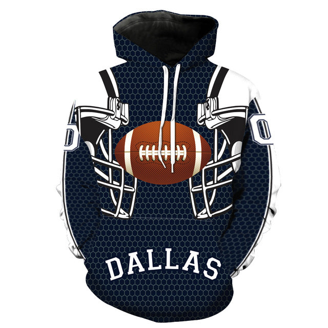 Dallas cowboy rugby team print with cap pocket cover head guard man's guard man's suit Men's Sweatshirts Printing Blouse hoodies