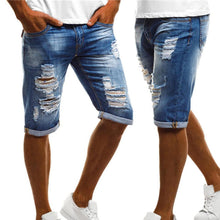 Load image into Gallery viewer, 2020 Fashion Plus Size Vintage Summer Men Ripped Jeans Turn Up Cuff Fifth Pants Denim Shorts jeans men
