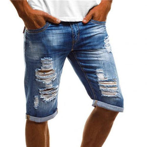 2020 Fashion Plus Size Vintage Summer Men Ripped Jeans Turn Up Cuff Fifth Pants Denim Shorts jeans men