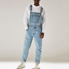 Load image into Gallery viewer, Men&#39;s Denim Bib Pants Washed Full Length Jeans Jumpsuits Hip Hop Straight Jean Overalls for Men Streetwear New Male Jumpsuit D25

