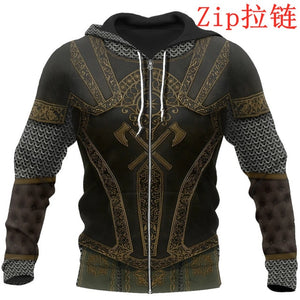 3D All Over Printed Medieval Knight Armor Hoodie Harajuku Fashion Hooded Sweatshirt Unisex Jacket Cosplay Zip Hoodies 0031
