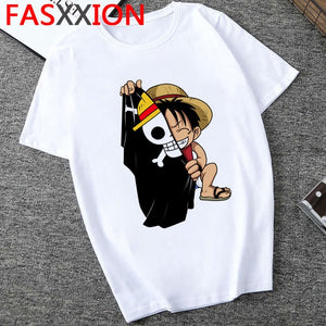 One Piece T Shirt Men  Harajuku Cartoon 2020 Hip Hop Japan Anime Tshirt 90s Funny Luffy Zoro Graphic Fashion  Tees Male