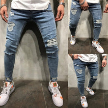 Load image into Gallery viewer, Fashion Men Skinny Jeans Stretchy Denim Slim Long Camouflage Pants Frayed Rip Bike Men Ripped Jeans 20 styles
