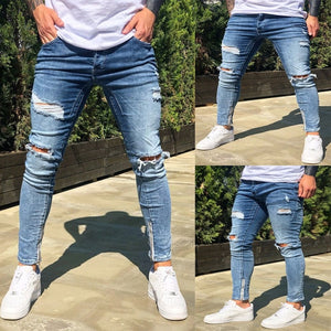 Fashion Men Skinny Jeans Stretchy Denim Slim Long Camouflage Pants Frayed Rip Bike Men Ripped Jeans 20 styles