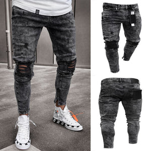 Fashion Men Skinny Jeans Stretchy Denim Slim Long Camouflage Pants Frayed Rip Bike Men Ripped Jeans 20 styles