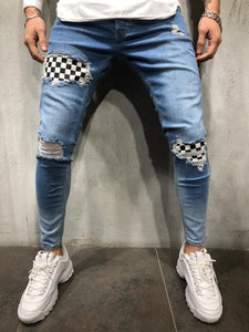 Fashion Men Skinny Jeans Stretchy Denim Slim Long Camouflage Pants Frayed Rip Bike Men Ripped Jeans 20 styles