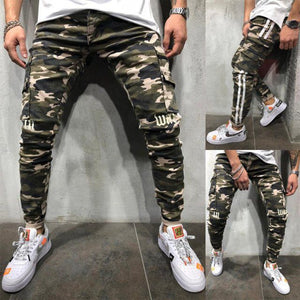 Fashion Men Skinny Jeans Stretchy Denim Slim Long Camouflage Pants Frayed Rip Bike Men Ripped Jeans 20 styles