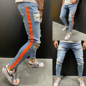 Fashion Men Skinny Jeans Stretchy Denim Slim Long Camouflage Pants Frayed Rip Bike Men Ripped Jeans 20 styles