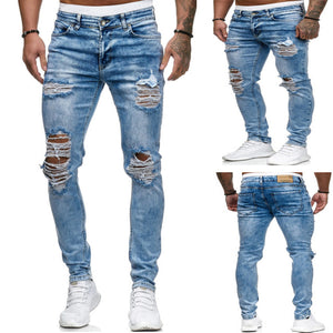 Fashion Men Skinny Jeans Stretchy Denim Slim Long Camouflage Pants Frayed Rip Bike Men Ripped Jeans 20 styles