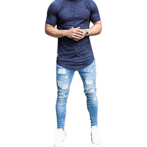 Denim Black Jeans Men Business Skinny Ripped Jeans Biker Pants Casual Stretch Pencil Pant Hip hop Trousers Mens Clothing