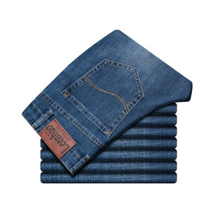 Spring Autumn 2020 Men's Smart Jeans Business Fashion Straight Regular Blue Stretch Denim Trousers Classic Men Plus Size 28-40