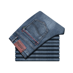 Spring Autumn 2020 Men's Smart Jeans Business Fashion Straight Regular Blue Stretch Denim Trousers Classic Men Plus Size 28-40