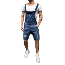 Load image into Gallery viewer, 2020 Oversize Fashion Men&#39;s Ripped Jeans Jumpsuits Shorts Summer Hi Street Distressed Denim Bib Overalls For Man Suspender Pants
