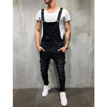 Load image into Gallery viewer, 2020 Oversize Fashion Men&#39;s Ripped Jeans Jumpsuits Shorts Summer Hi Street Distressed Denim Bib Overalls For Man Suspender Pants
