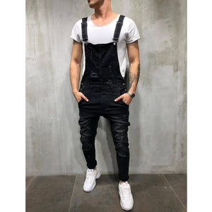 2020 Oversize Fashion Men's Ripped Jeans Jumpsuits Shorts Summer Hi Street Distressed Denim Bib Overalls For Man Suspender Pants