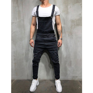 2020 Oversize Fashion Men's Ripped Jeans Jumpsuits Shorts Summer Hi Street Distressed Denim Bib Overalls For Man Suspender Pants