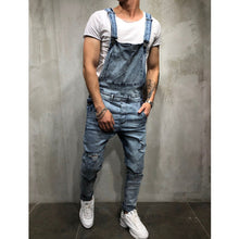 Load image into Gallery viewer, 2020 Oversize Fashion Men&#39;s Ripped Jeans Jumpsuits Shorts Summer Hi Street Distressed Denim Bib Overalls For Man Suspender Pants
