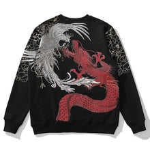 Load image into Gallery viewer, Chinese style embroidery dragon and phoenix plus velvet thick hoodie Japanese Yokosuka autumn and winter clothing men&#39;s clothing
