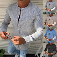 Load image into Gallery viewer, Autumn Spring Long Sleeve Casual Shirts For Men Solid Slim Basic Stand Business Shirts Camisas Masculina
