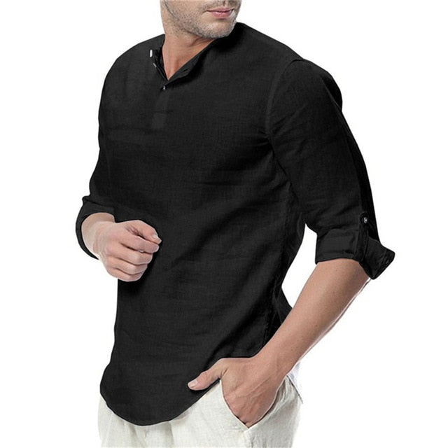 JDDTON 2020 nuevo hombre de verano de manga larga de algodón Casual transpirable camisas de estilo sólido para hombre JE065