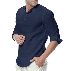 JDDTON 2020 nuevo hombre de verano de manga larga de algodón Casual transpirable camisas de estilo sólido para hombre JE065