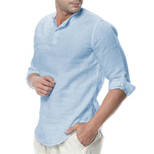 Load image into Gallery viewer, JDDTON 2020 nuevo hombre de verano de manga larga de algodón Casual transpirable camisas de estilo sólido para hombre JE065
