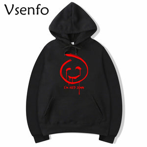 Vsenfo Red John Mentalist Sweatshirt Funny Graphic Printed Red John Smiley Face Patch Hoodies Unisex Pullover Autumn Winter Warm